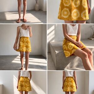 Banana Republic Yellow Patterned Mini Skirt